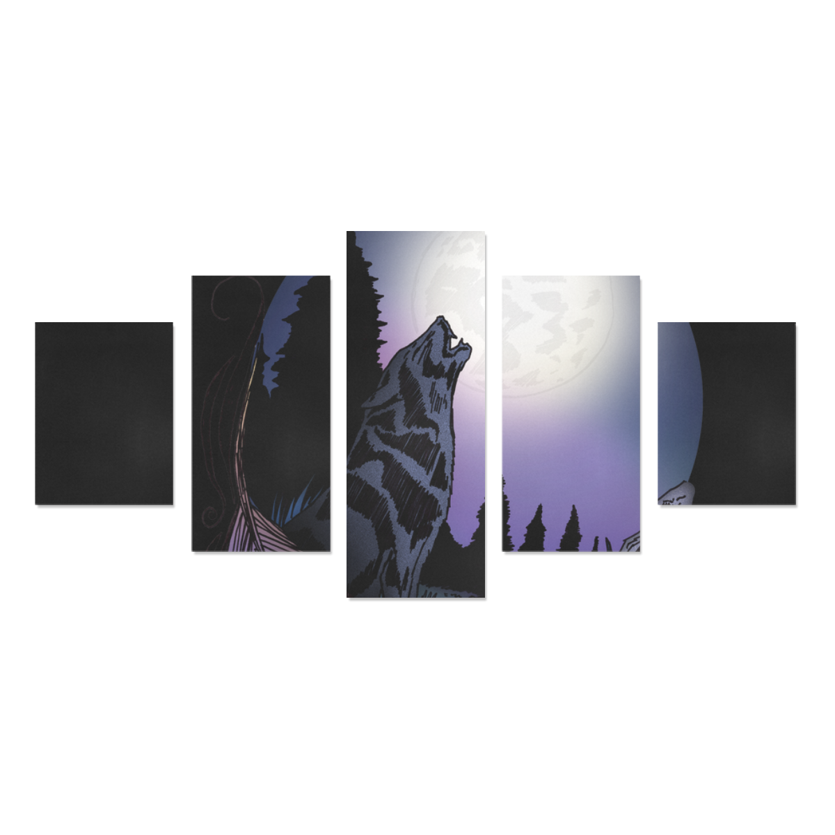 Howling Wolf Canvas Print Sets B (No Frame)