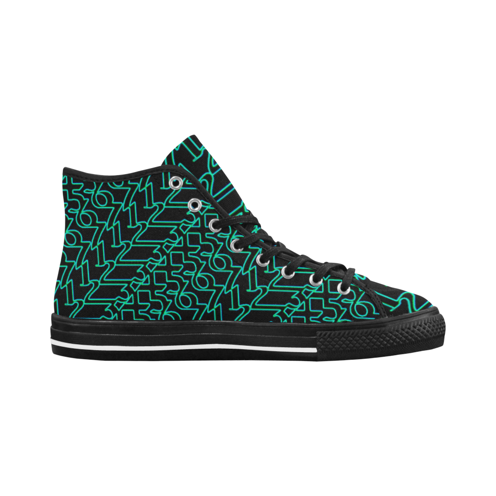 NUMBERS Collection 1234567 (Black/NeonGreen) Vancouver H Men's Canvas Shoes (1013-1)