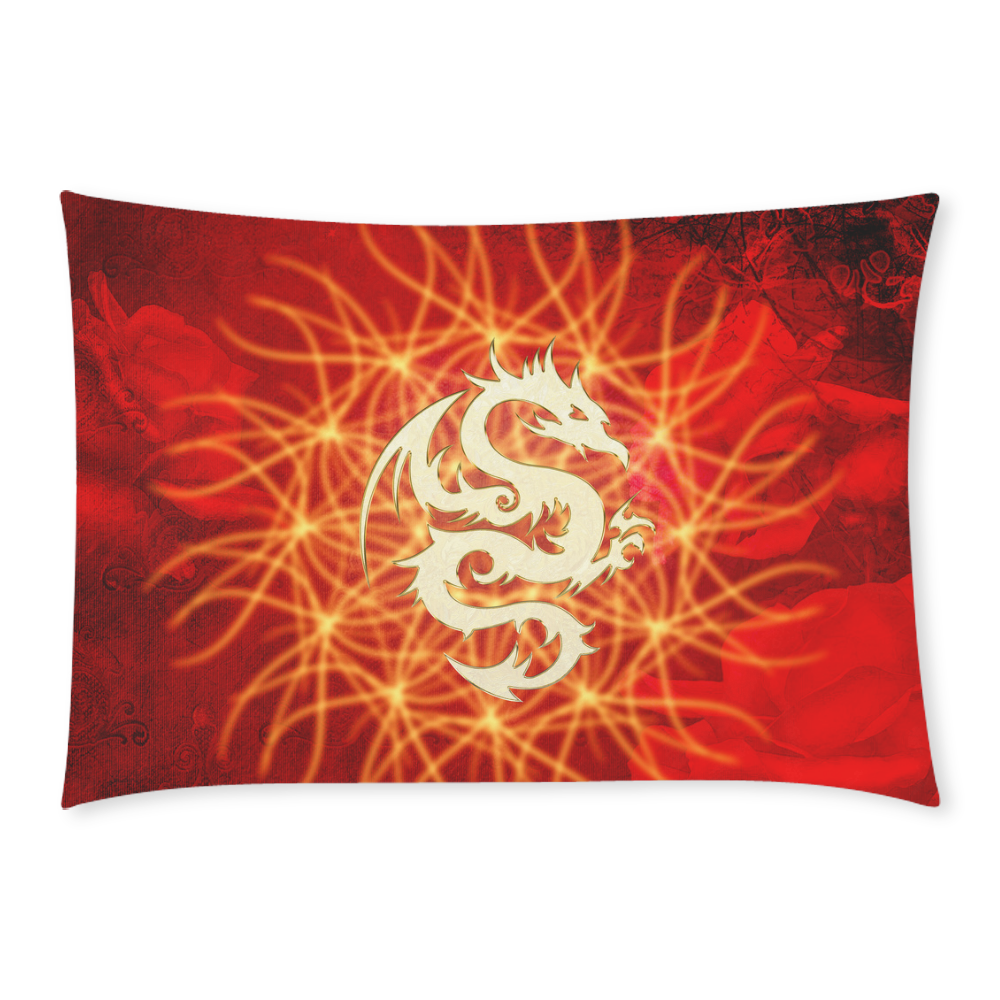 Awesome chinese dragon, gold Custom Rectangle Pillow Case 20x30 (One Side)