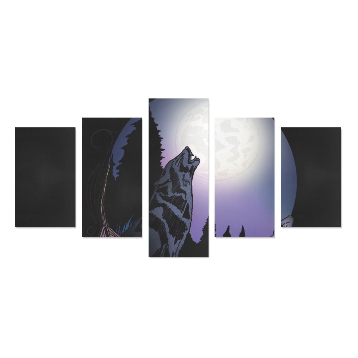 Howling Wolf Canvas Print Sets C (No Frame)