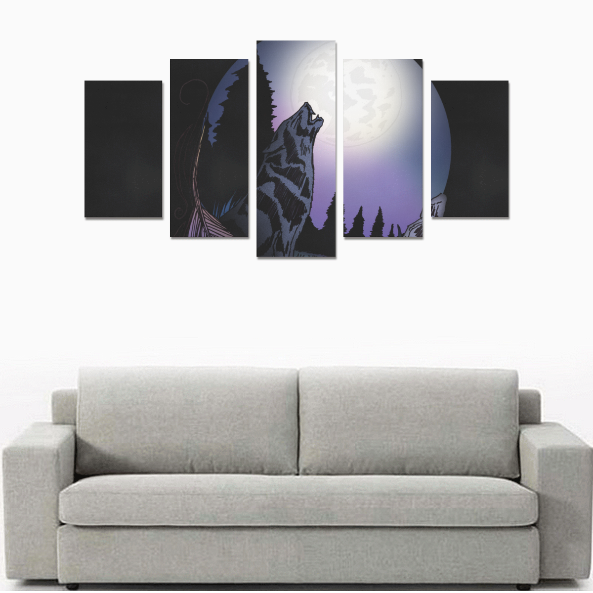 Howling Wolf Canvas Print Sets A (No Frame)