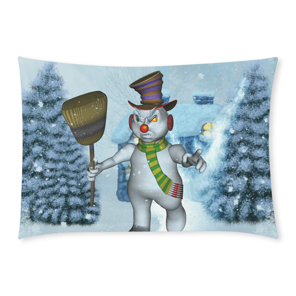 Funny grimly snowman Custom Rectangle Pillow Case 20x30 (One Side)