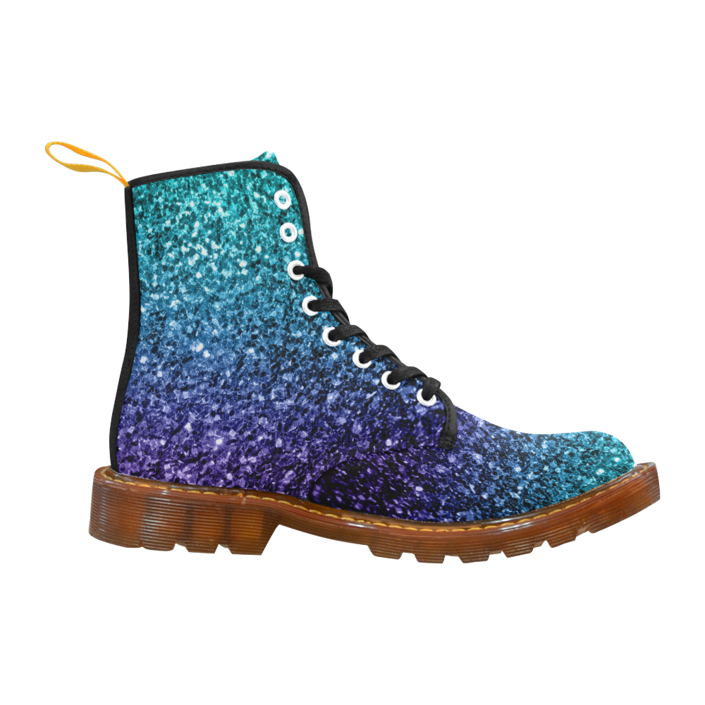 Beautiful Aqua blue Ombre glitter sparkles Martin Boots For Women Model 1203H