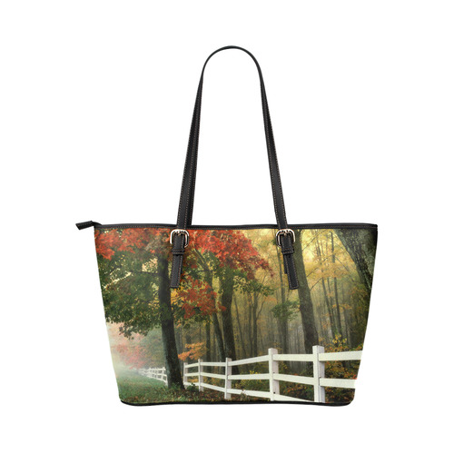 Autumn Morning Leather Tote Bag/Small (Model 1651)