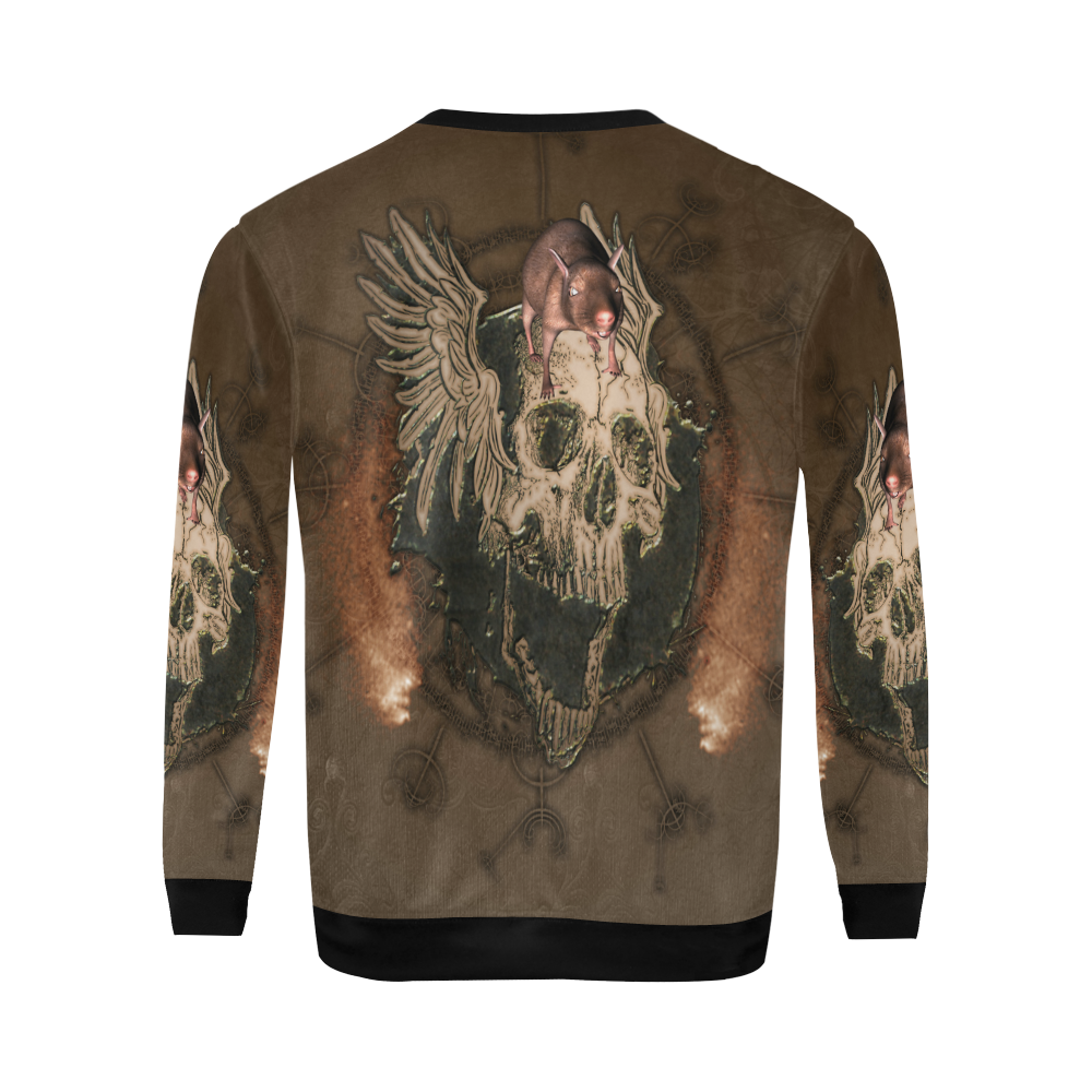 Awesome skull with rat All Over Print Crewneck Sweatshirt for Men (Model H18)