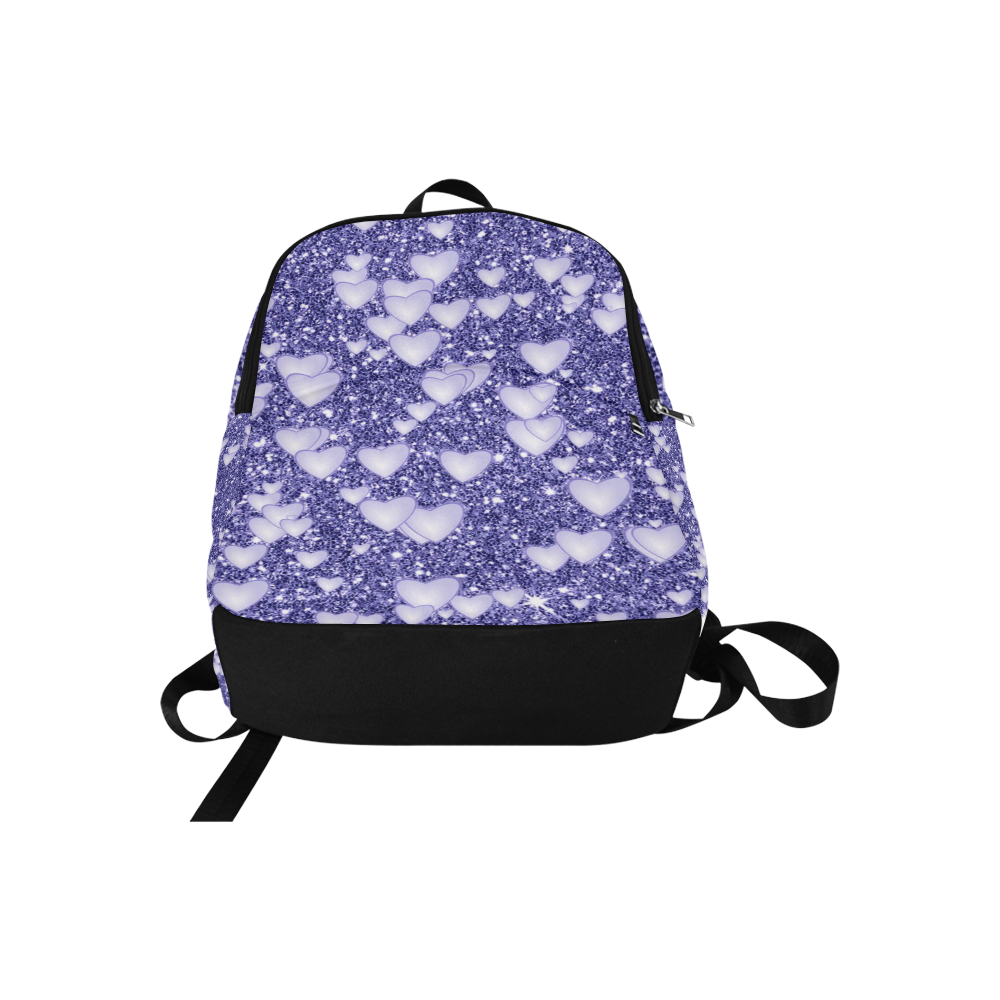 Hearts on Sparkling glitter print, blue Fabric Backpack for Adult (Model 1659)