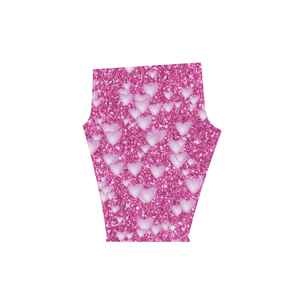 Hearts on Sparkling glitter print, pink Women's Low Rise Capri Leggings (Invisible Stitch) (Model L08)