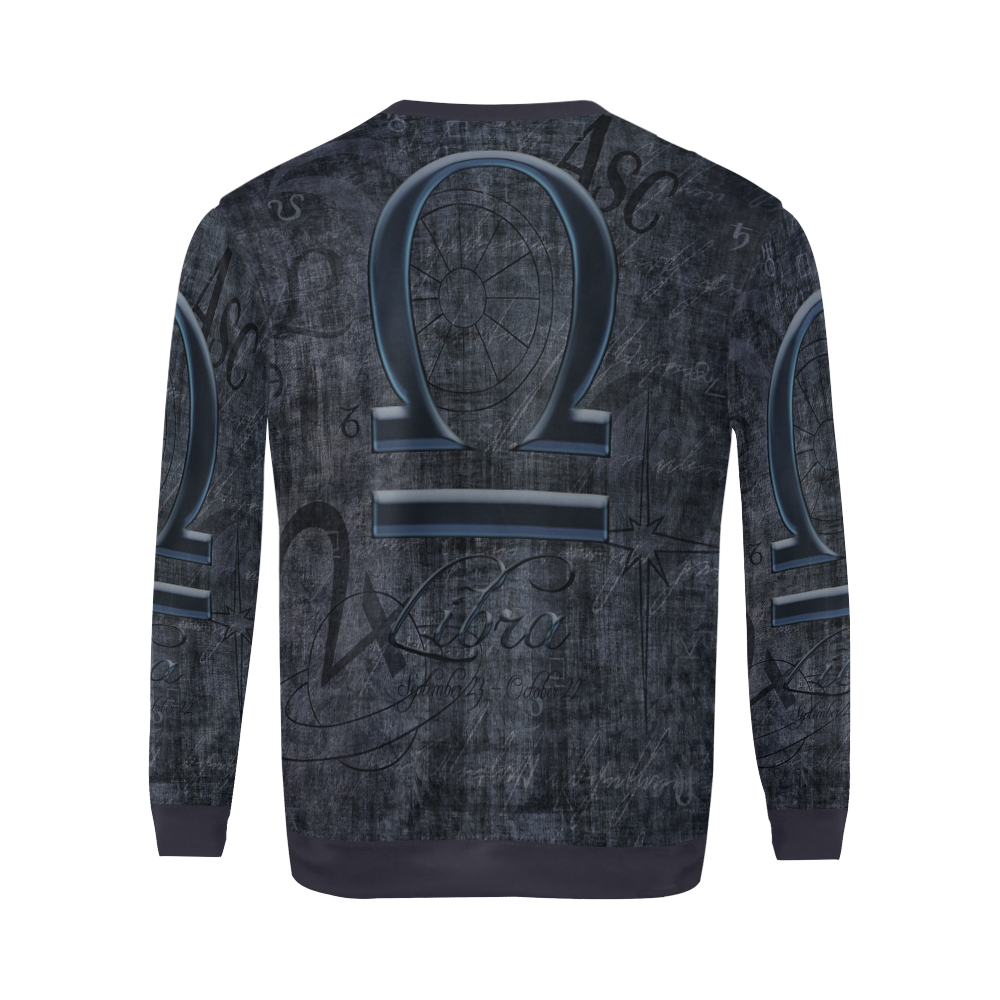 Astrology Zodiac Sign Libra in Grunge Style All Over Print Crewneck Sweatshirt for Men (Model H18)