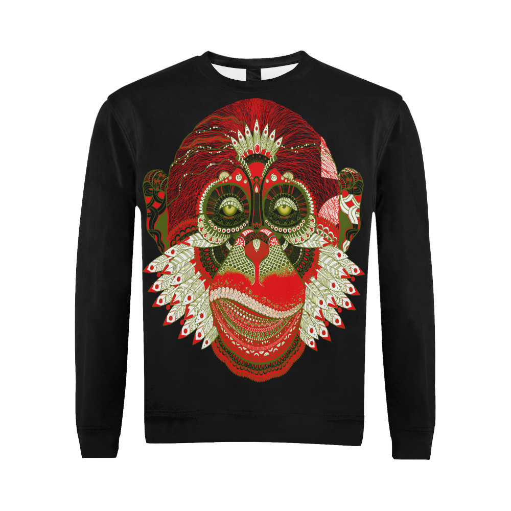 Monkey Sugar Skull All Over Print Crewneck Sweatshirt for Men (Model H18)