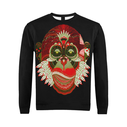 Monkey Sugar Skull All Over Print Crewneck Sweatshirt for Men (Model H18)