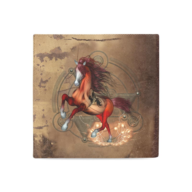 Wonderful horse with skull, red colors Women's Leather Wallet (Model 1611)