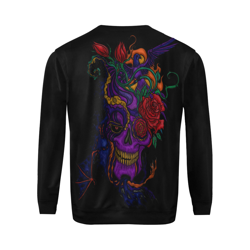 Funny Funky Sugar Skull All Over Print Crewneck Sweatshirt for Men (Model H18)