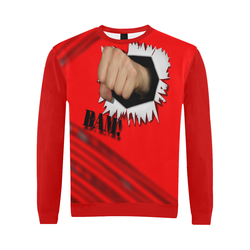 Bam! - Joke Pattern All Over Print Crewneck Sweatshirt for Men (Model H18)