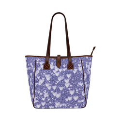 Hearts on Sparkling glitter print, blue Classic Tote Bag (Model 1644)