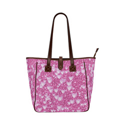 Hearts on Sparkling glitter print, pink Classic Tote Bag (Model 1644)