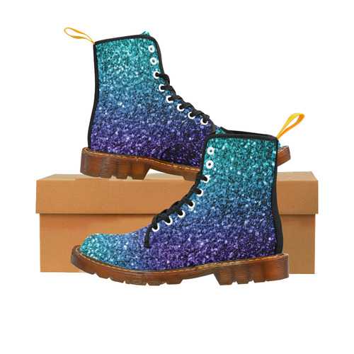 Beautiful Aqua blue Ombre glitter sparkles Martin Boots For Women Model 1203H