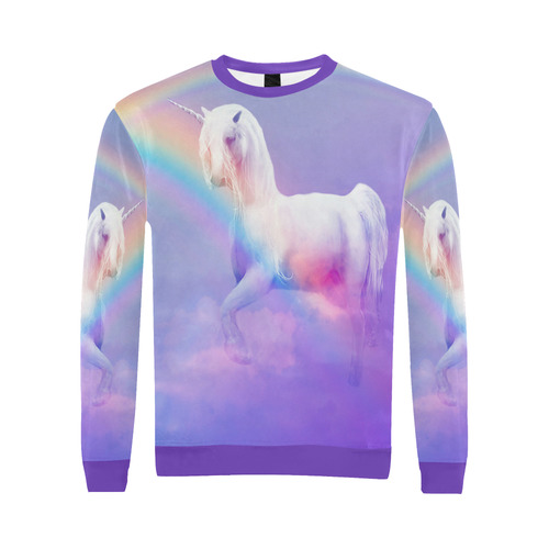 Unicorn and Rainbow All Over Print Crewneck Sweatshirt for Men (Model H18)