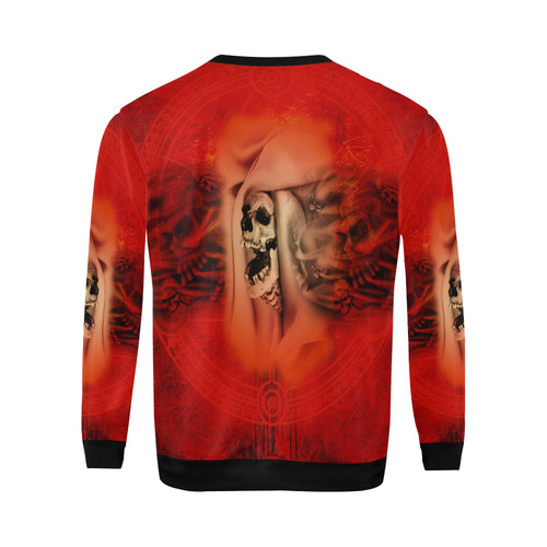 Creepy skulls on red background All Over Print Crewneck Sweatshirt for Men (Model H18)