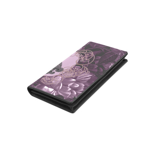 Flowers in soft violet colors Women's Leather Wallet (Model 1611)