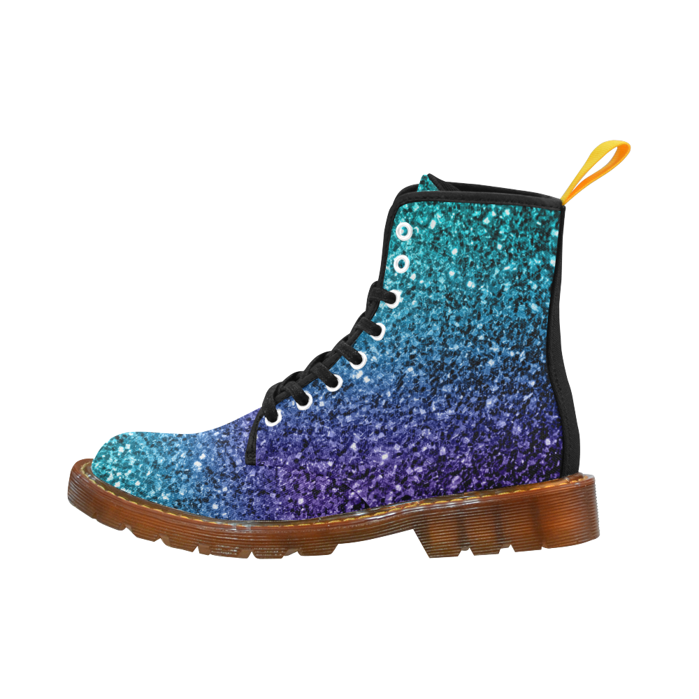 Beautiful Aqua blue Ombre glitter sparkles Martin Boots For Women Model 1203H