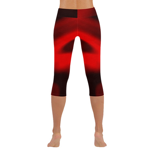 Study in red Women's Low Rise Capri Leggings (Invisible Stitch) (Model L08)