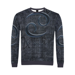 Astrology Zodiac Sign Cancer in Grunge Style All Over Print Crewneck Sweatshirt for Men (Model H18)