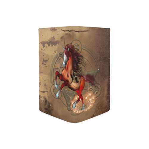 Wonderful horse with skull, red colors Women's Leather Wallet (Model 1611)
