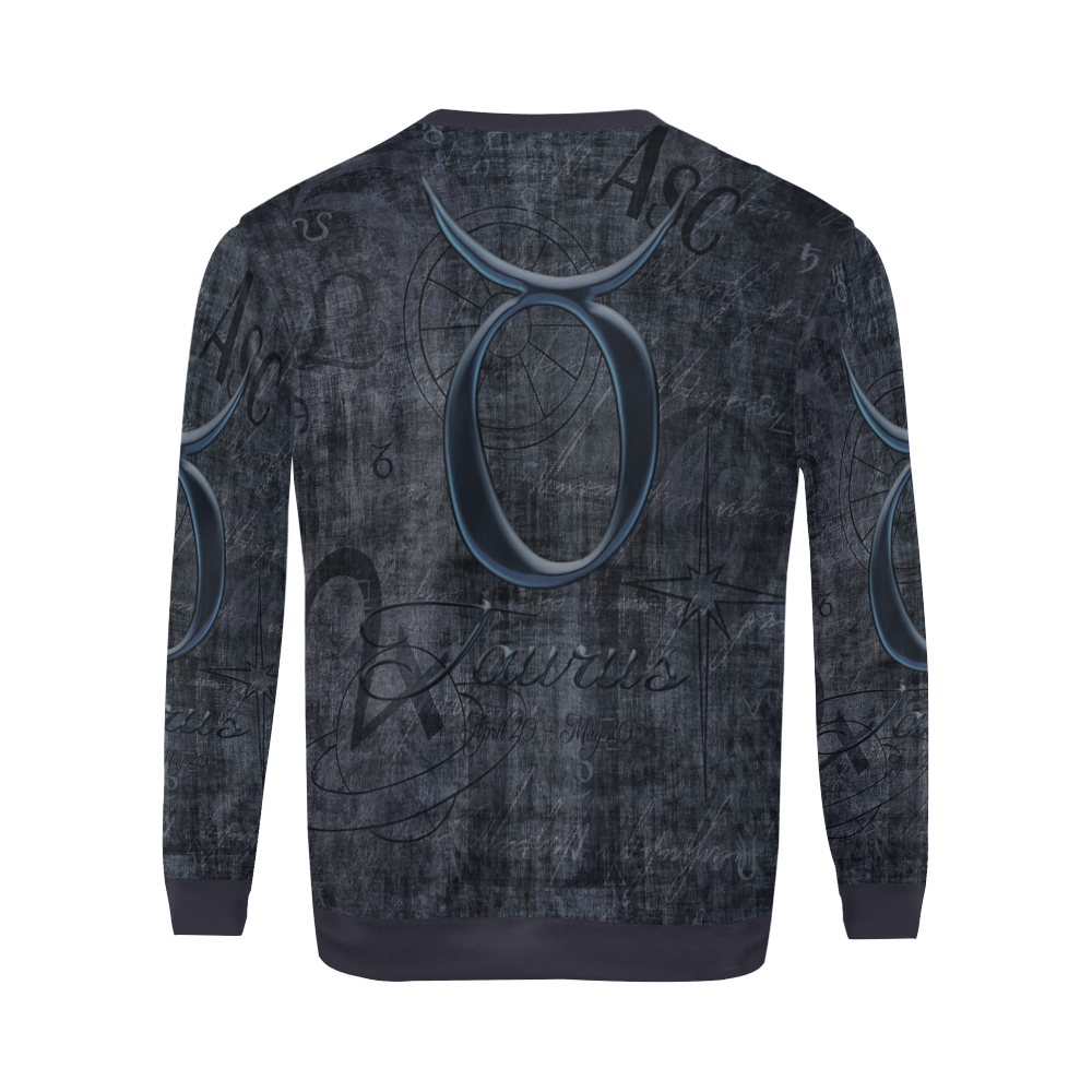 Astrology Zodiac Sign Taurus in Grunge Style All Over Print Crewneck Sweatshirt for Men (Model H18)