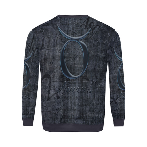 Astrology Zodiac Sign Taurus in Grunge Style All Over Print Crewneck Sweatshirt for Men (Model H18)
