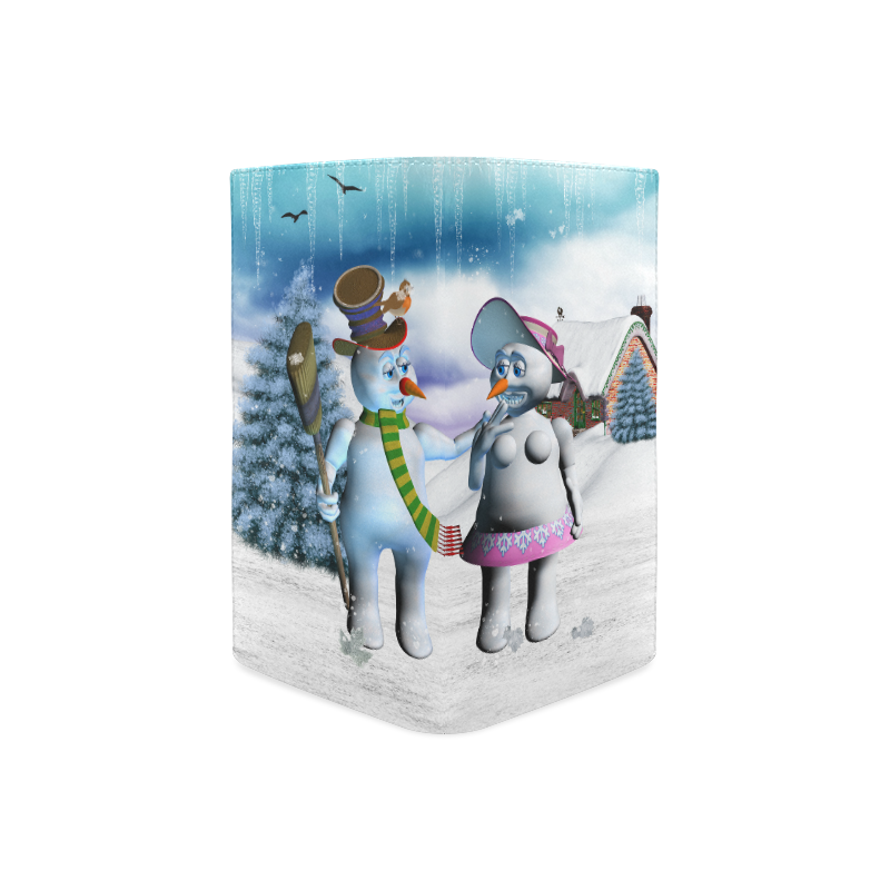 Funny snowman and snow women Women's Leather Wallet (Model 1611)