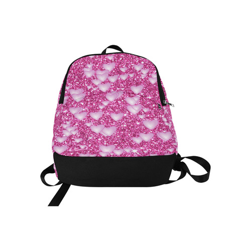 Hearts on Sparkling glitter print, pink Fabric Backpack for Adult (Model 1659)
