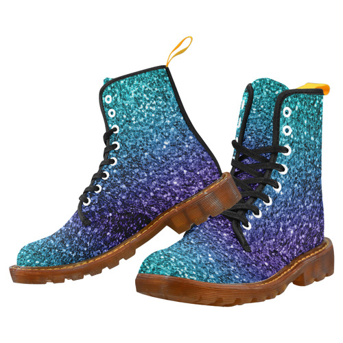 Beautiful Aqua blue Ombre glitter sparkles Martin Boots For Women Model 1203H