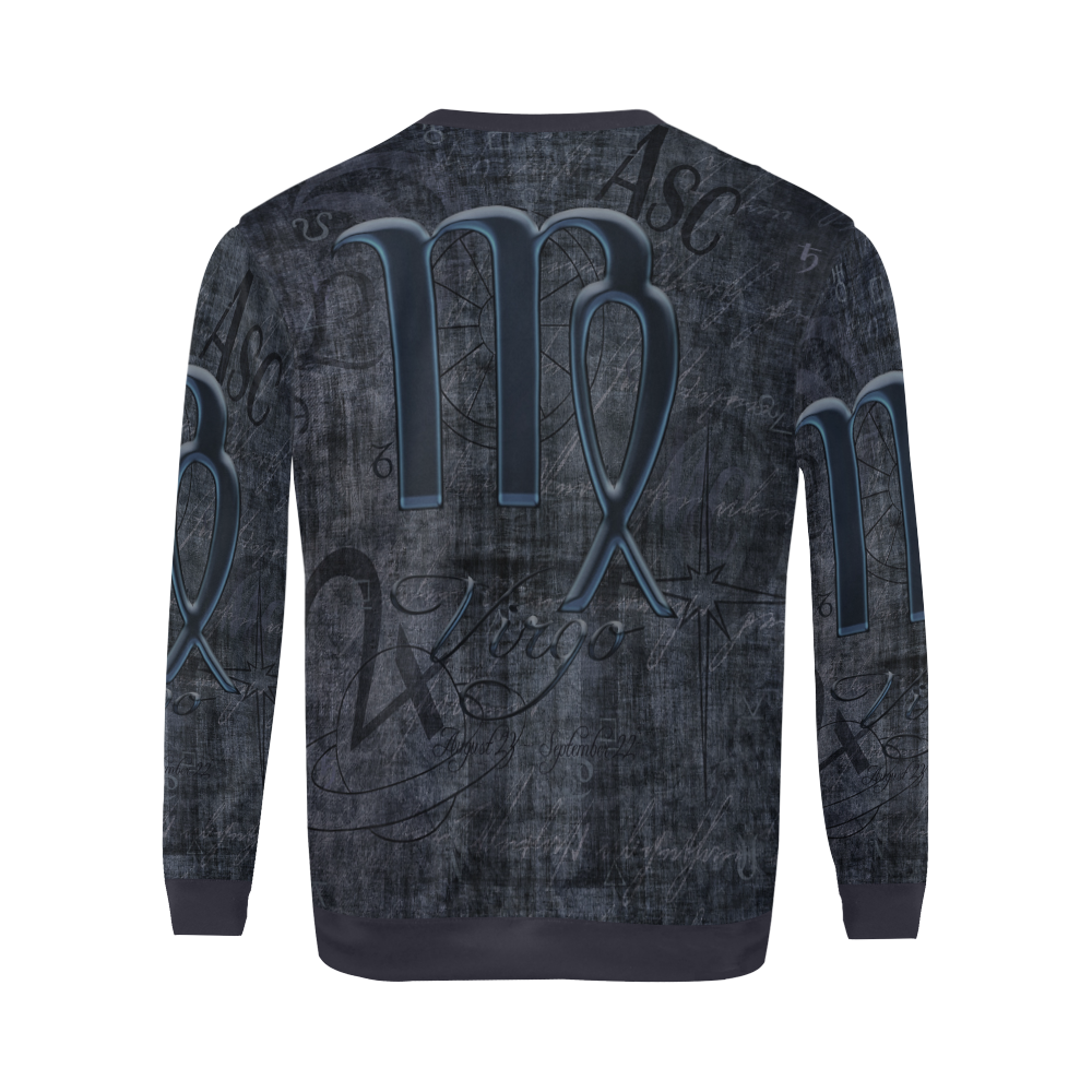 Astrology Zodiac Sign Virgo in Grunge Style All Over Print Crewneck Sweatshirt for Men (Model H18)