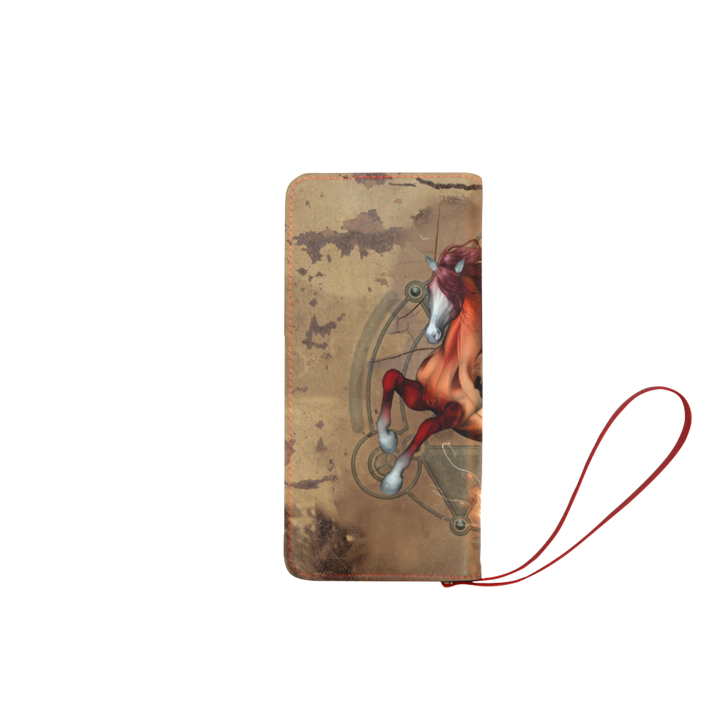 Wonderful horse with skull, red colors Women's Clutch Wallet (Model 1637)