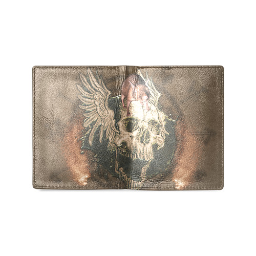 Awesome skull with rat Men's Leather Wallet (Model 1612)
