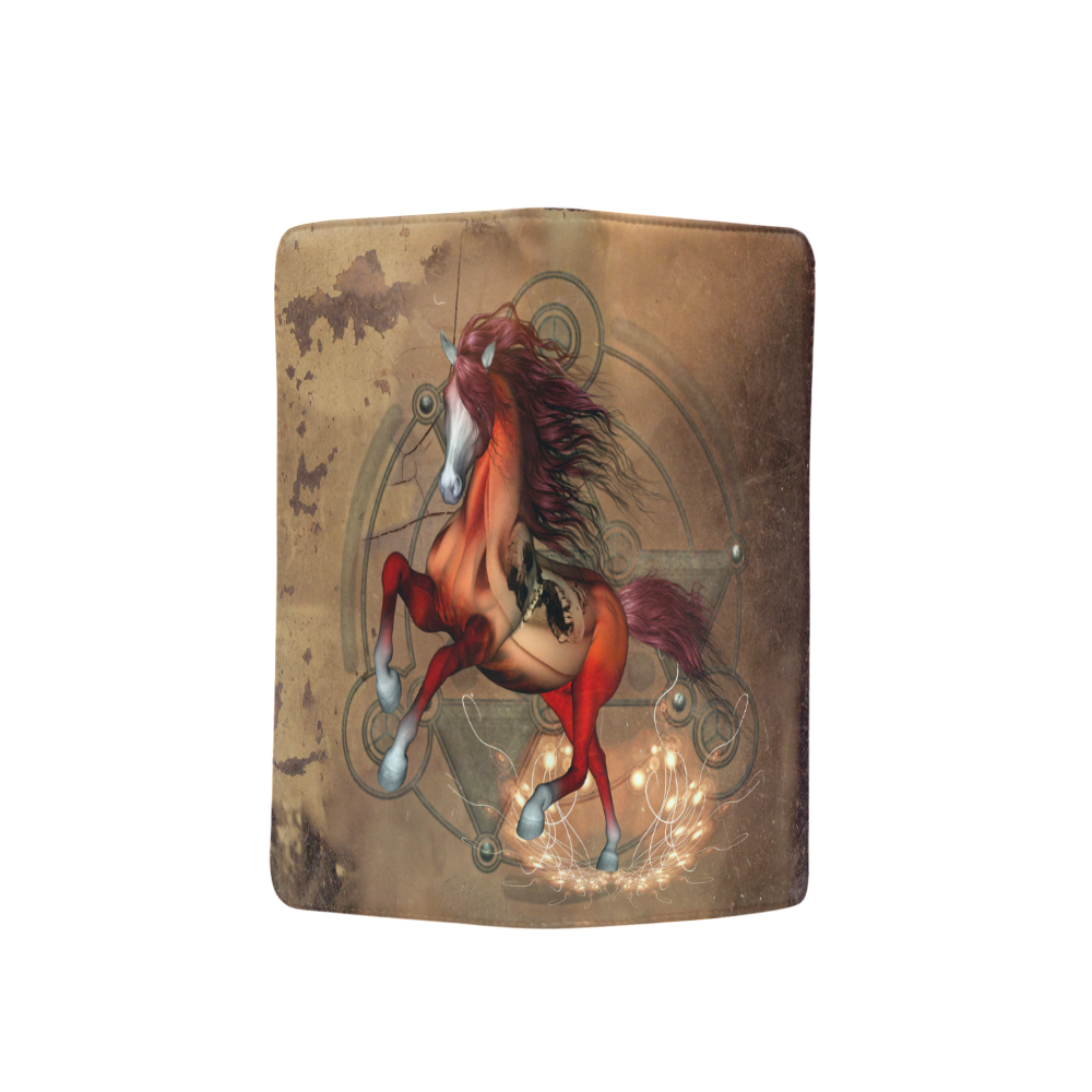 Wonderful horse with skull, red colors Men's Clutch Purse （Model 1638）