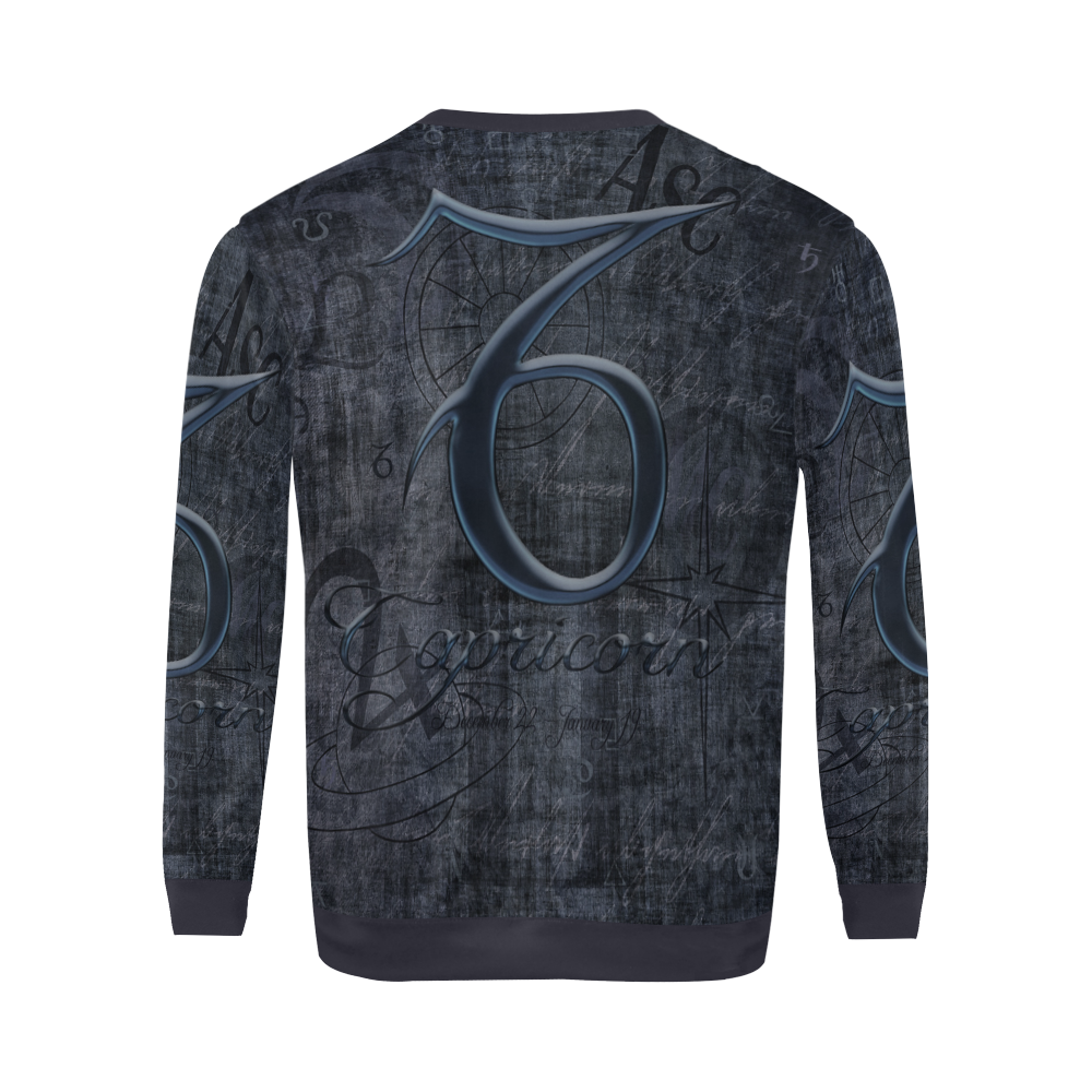 Astrology Zodiac Sign Capricorn in Grunge Style All Over Print Crewneck Sweatshirt for Men (Model H18)