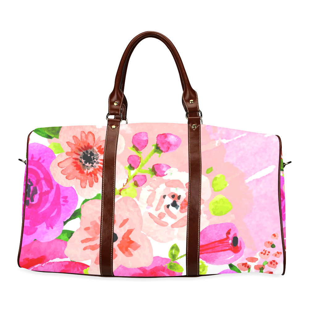 Pink Floral Bride Travel Bag Waterproof Travel Bag/Small (Model 1639)