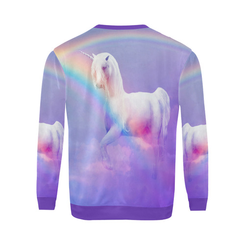 Unicorn and Rainbow All Over Print Crewneck Sweatshirt for Men (Model H18)