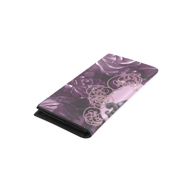 Flowers in soft violet colors Women's Leather Wallet (Model 1611)