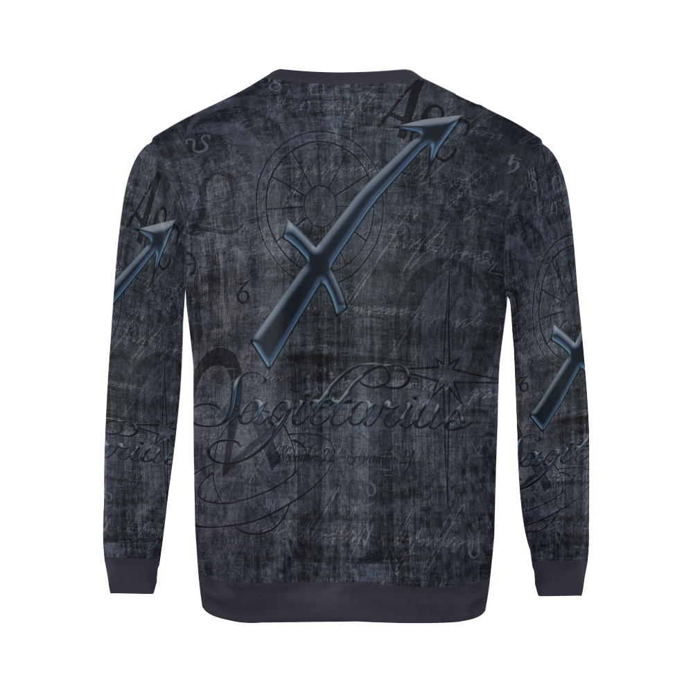 Astrology Zodiac Sign Sagittarius in Grunge Style All Over Print Crewneck Sweatshirt for Men (Model H18)