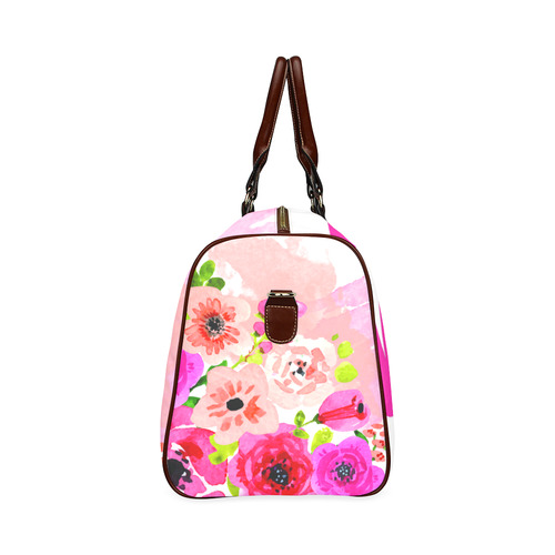 Pink Floral Bride Travel Bag Waterproof Travel Bag/Small (Model 1639)