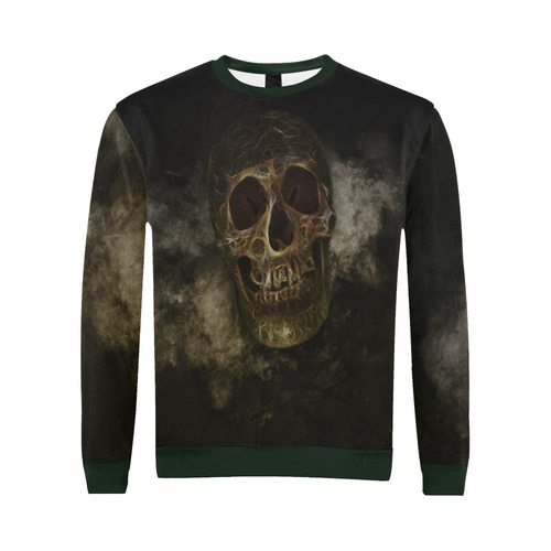 Mysterious  Golden Skull All Over Print Crewneck Sweatshirt for Men (Model H18)