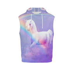 Unicorn and Rainbow All Over Print Sleeveless Hoodie for Women (Model H15)