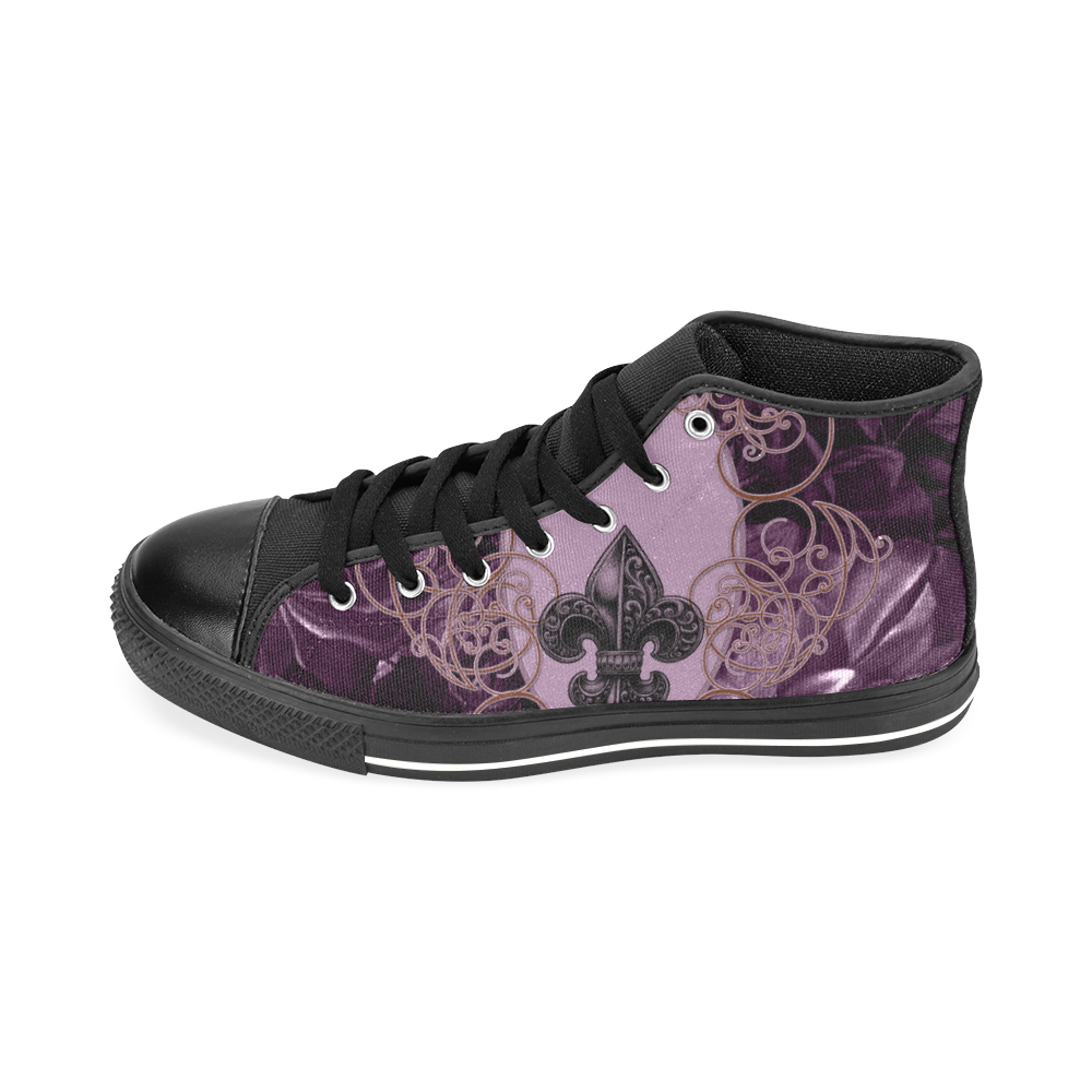 Flowers in soft violet colors Men’s Classic High Top Canvas Shoes /Large Size (Model 017)