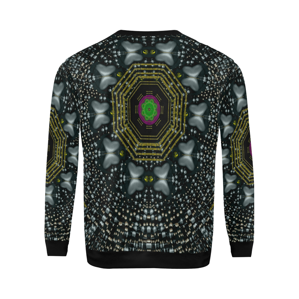 Leaf earth and heart butterflies in the universe All Over Print Crewneck Sweatshirt for Men (Model H18)