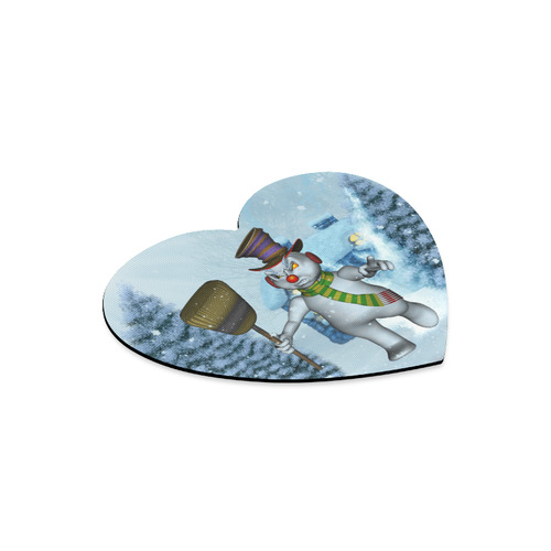 Funny grimly snowman Heart-shaped Mousepad