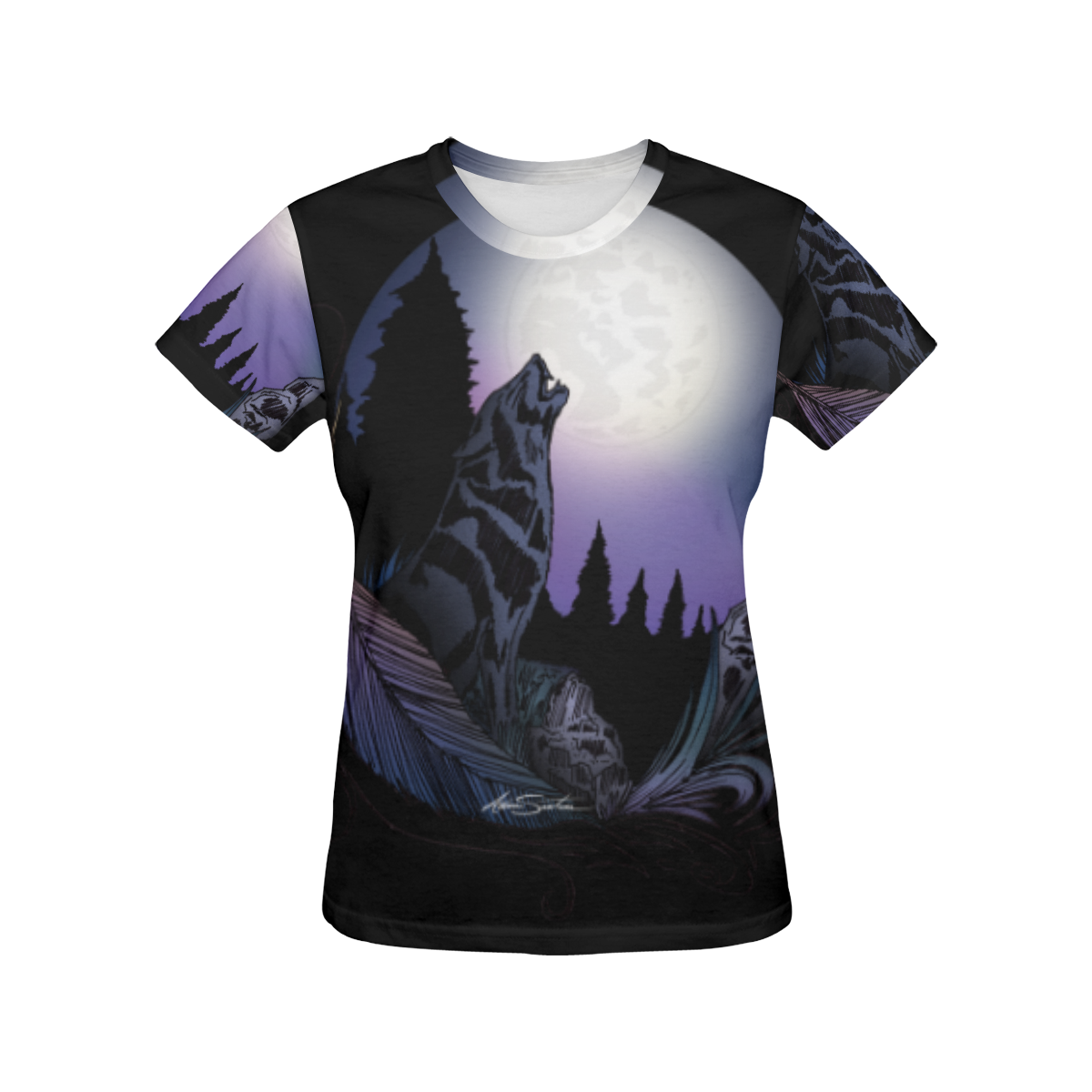 Howling Wolf All Over Print T-Shirt for Women (USA Size) (Model T40)