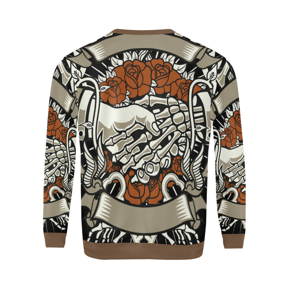 Otherside Brown All Over Print Crewneck Sweatshirt for Men (Model H18)
