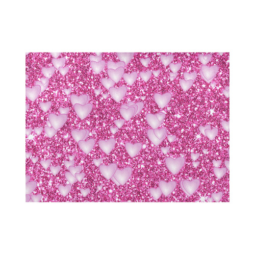 Hearts on Sparkling glitter print, pink Placemat 14’’ x 19’’ (Set of 6)